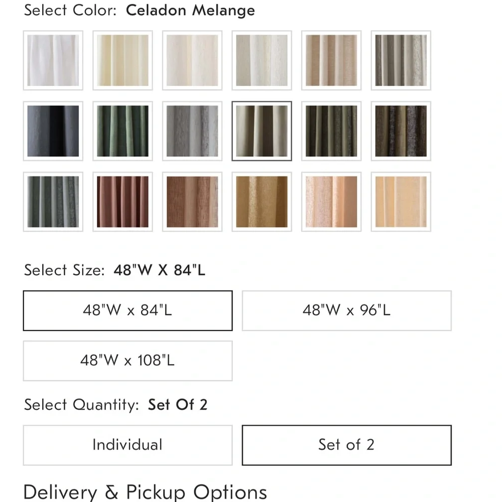 West Elm European Flax Linen Blackout Curtain Celadon Melange pair 48” x 84”